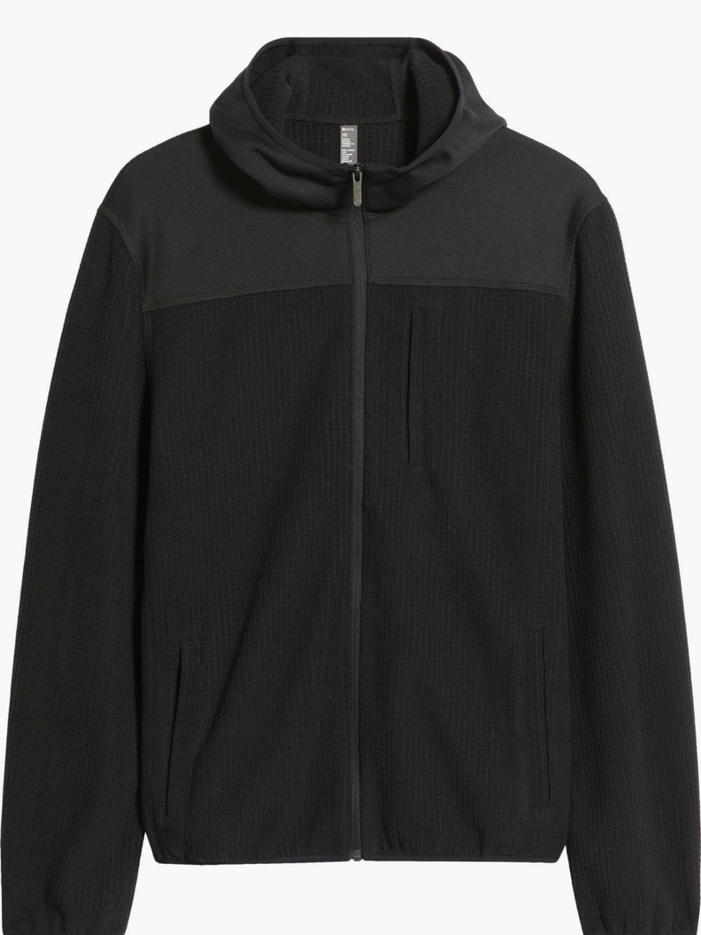 Zella Men’s Black Full Zip Up Grid Fleece Hooded Jacket - Sz Medium, NWOT
